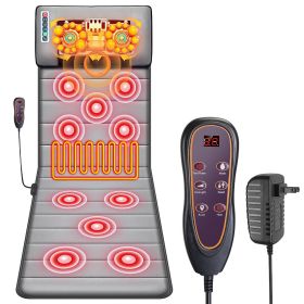 Full Body Electric Massage Mat with Heat Vibration Cushioned for Mattress or Chair/Neck Massage Pillow with 10 Massage Points (Color: Grey)