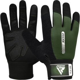 RDX W1 Full Finger Gym Gloves (Color: ARMY GREEN, size: L)