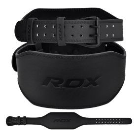 RDX 6 Inch Leather Gym Belt (Color: Black, size: S)