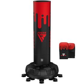 Adults Free Standing Punch Bag RDX 6 ft. with Bag, Mitts.  Ideal for Combat Sports Athletes (Color: RED/BLACK, size: 6FT)