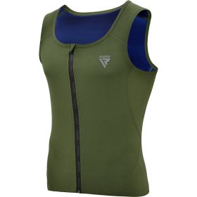 RDX Zippered Men Sweat Vest (Color: ARMY GREEN, size: M)