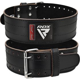 RDX RD1 Powerlifting Leather Gym Belt (Color: Black, size: L)