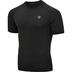 RDX T15 Short Sleeve Black Rash Guard (Color: Black, size: S)