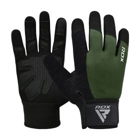 RDX W1F Full Finger Gym Workout Gloves (Color: ARMY GREEN, size: L)