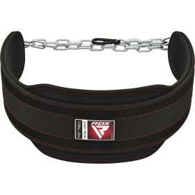 RDX T7 Dipping Belt With Heavy-Duty Chain — Strength Training Support (Color: Black, size: Standard Size)