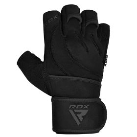 RDX L4 Open Finger Weightlifting Gym Gloves (Color: Black, size: L)